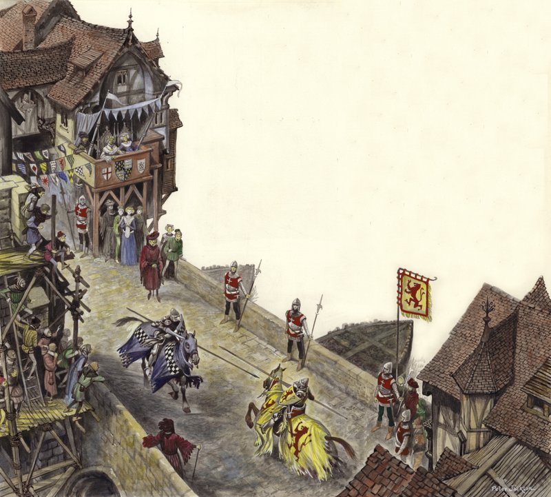 Justa en el Puente de Londres Antiguo el 23 de abril de 1390 de Peter Jackson