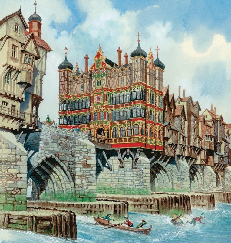 Old London Bridge (gouache sobre papel) de Peter Jackson