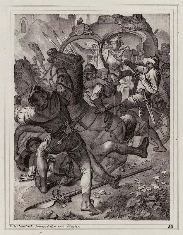 Ataque al séquito de la emperatriz Eleonore de Peter Johann Nepomuk Geiger