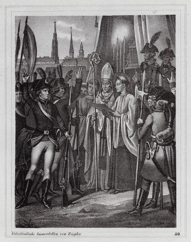 Soldados austriacos partiendo para luchar contra los franceses, Viena de Peter Johann Nepomuk Geiger