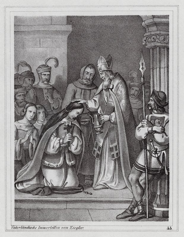 Cirilo y Metodio, misioneros cristianos bizantinos, siglo IX (grabado) de Peter Johann Nepomuk Geiger