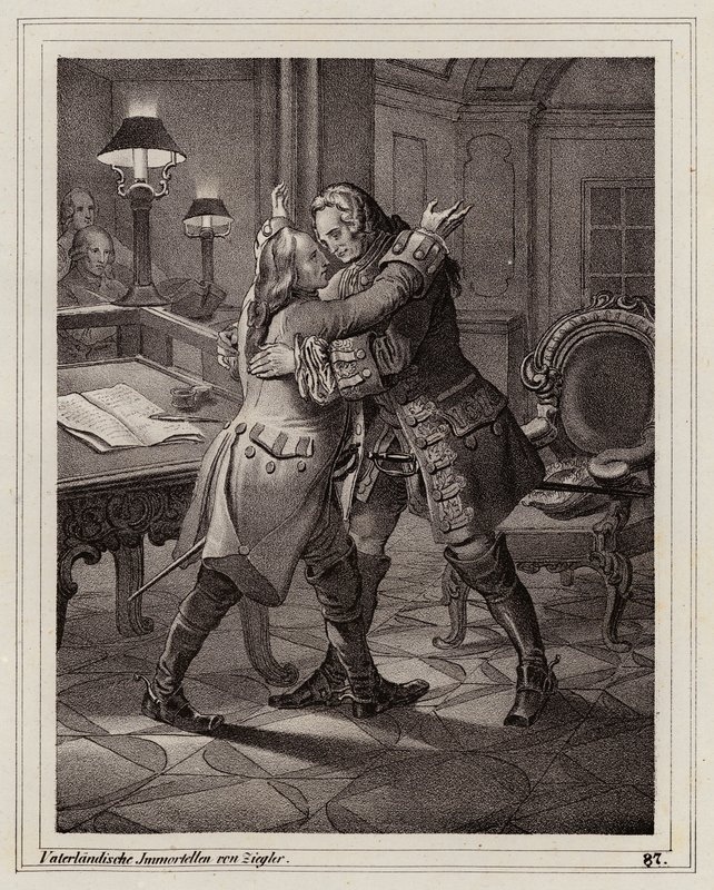 Eugenio de Saboya abrazando al duque de Marlborough, Guerra de Sucesión española de Peter Johann Nepomuk Geiger