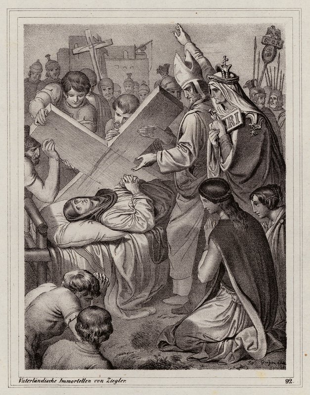 Santa Elena y el descubrimiento de la Vera Cruz, 325 (grabado) de Peter Johann Nepomuk Geiger