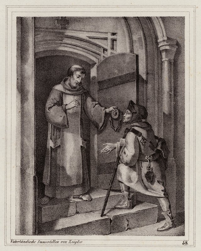 El proscrito Juan Parricida se refugia en un monasterio de Pisa de Peter Johann Nepomuk Geiger