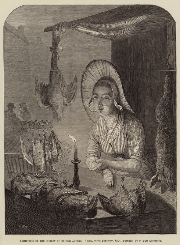 Niña con aves de corral, etc. de Petrus van Schendel