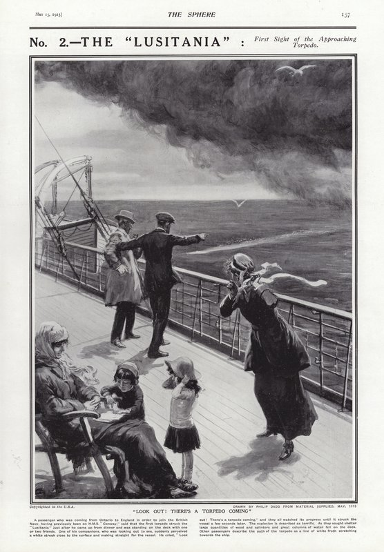El hundimiento del Lusitania, Primera Guerra Mundial, 7 de mayo de 1915 de Philip Dadd