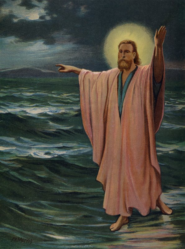Jesús caminando sobre el mar de Philip Richard Morris