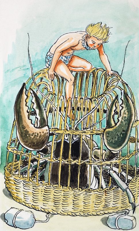 Cesta de cangrejos, ilustración de "The Water Babies" de Charles Kingsley de Philip Mendoza