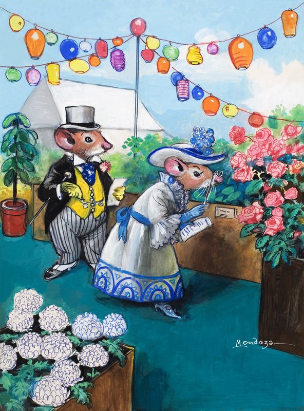 El ratón de ciudad y el ratón de campo (gouache sobre papel) de Philip Mendoza