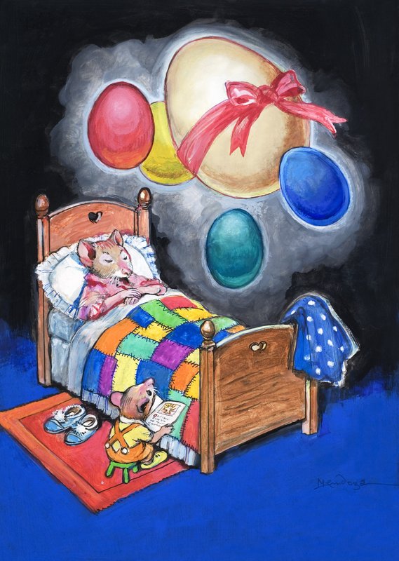 El ratón de ciudad y el ratón de campo (gouache sobre papel) de Philip Mendoza