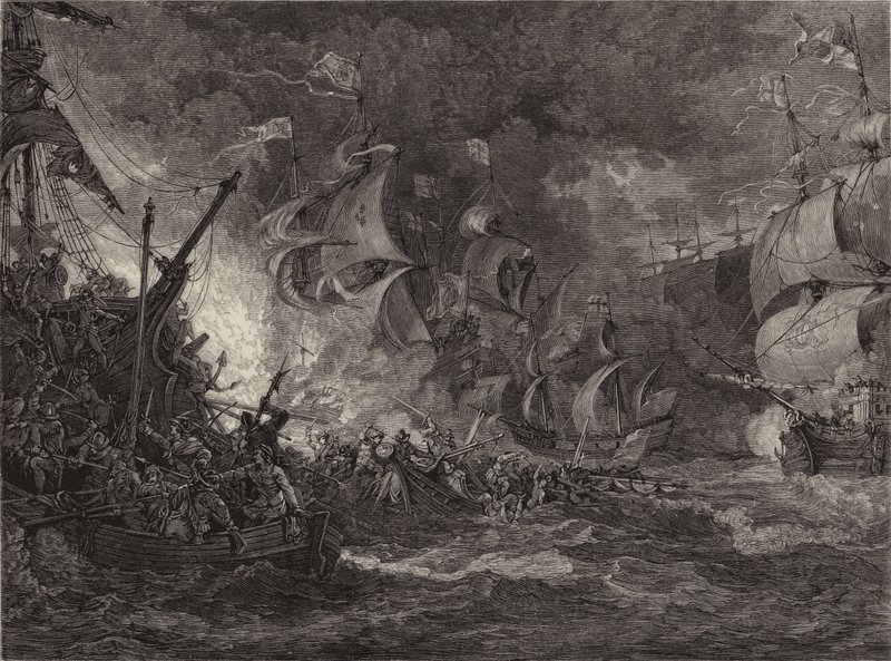 Derrota de la Armada Española de Philippe de (after) Loutherbourg