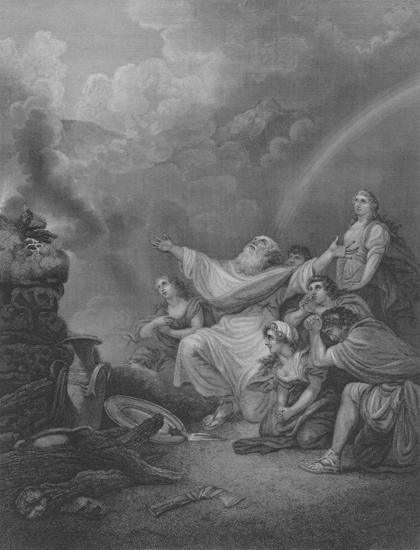 El sacrificio de Noé, Génesis 8, Versículos 20-22 de Philippe de (after) Loutherbourg