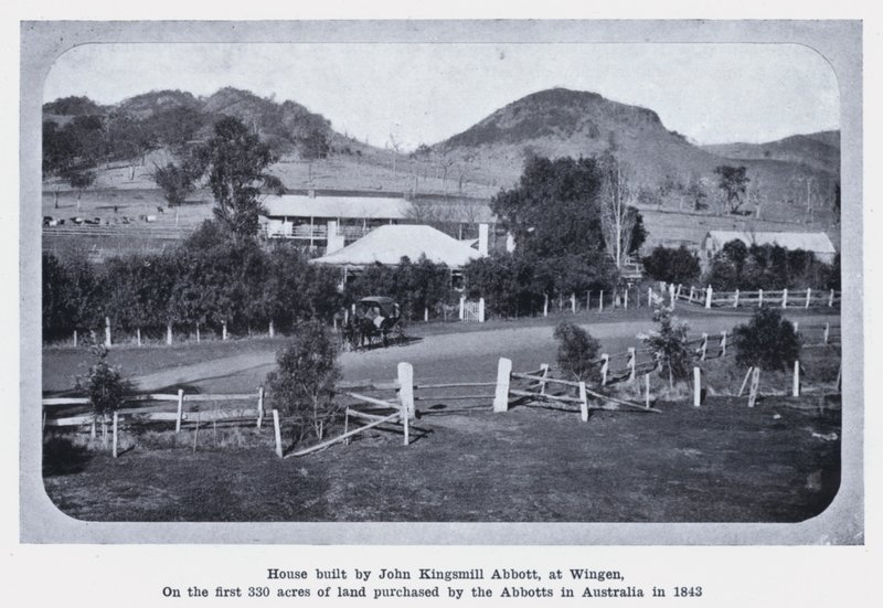 Casa construida por John Kingsmill Abbott, en Wingen, en las primeras 330 acres de tierra compradas por los Abbott en Australia en 1843 de Photographer Australian