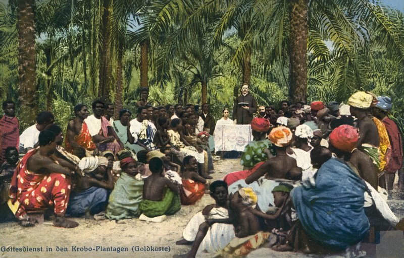 Culto cristiano entre el pueblo Krobo en una plantación en la Costa de Oro de Photographer German