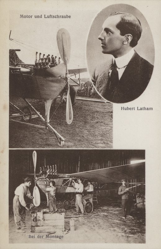 El aviador francés Hubert Latham y su aeroplano de Photographer German