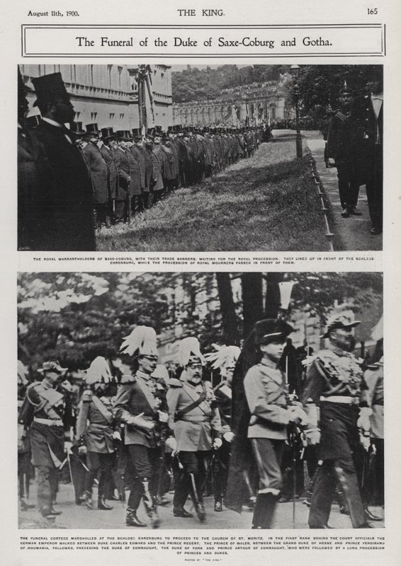 Funeral de Alfredo, Duque de Sajonia-Coburgo y Gotha, segundo hijo de la Reina Victoria y el Príncipe Alberto, Coburgo, Alemania de Photographer German