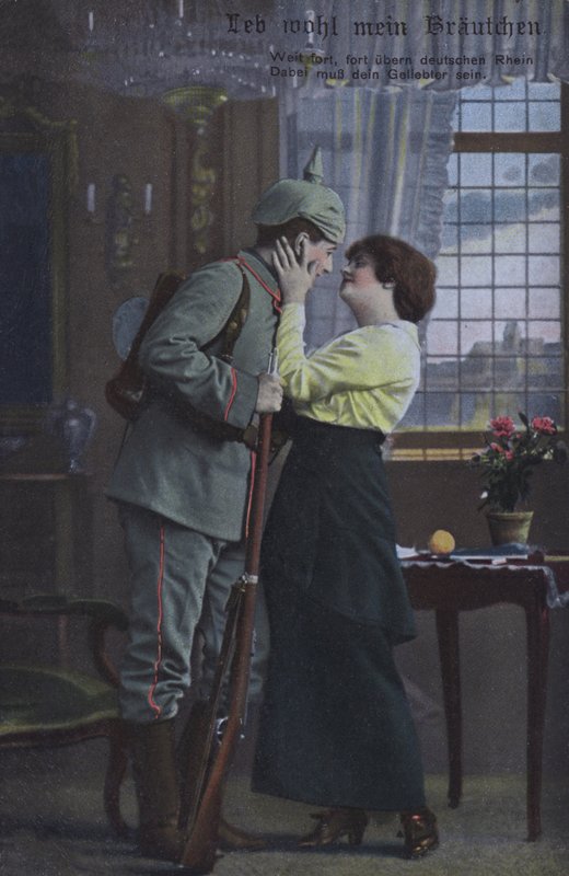 Soldado alemán despidiéndose de su esposa antes de ir a la guerra de Photographer German