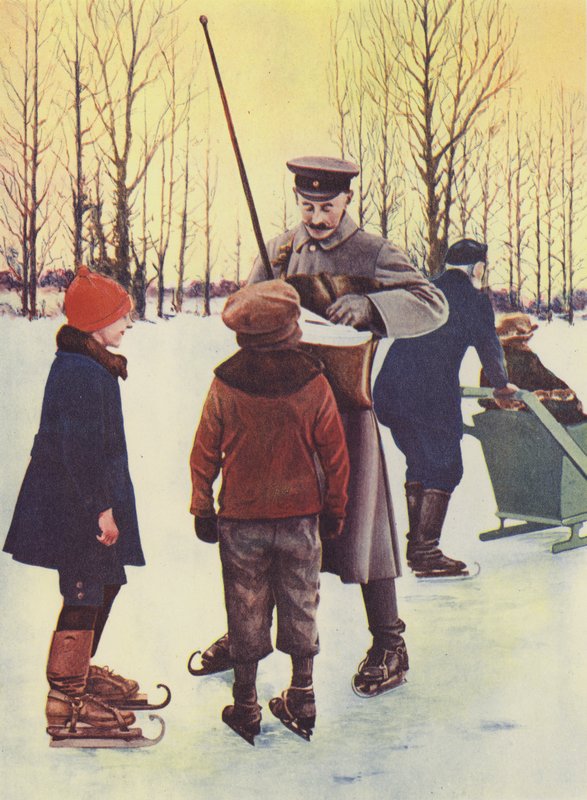 En invierno, este cartero alemán hace su ronda en patines (foto en color) de Photographer German