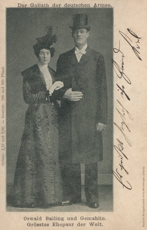 Oswald Balling y su esposa, la pareja casada más alta del mundo de Photographer German