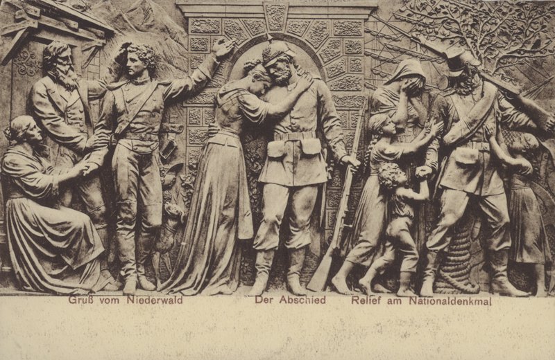 La despedida, relieve en el Nationaldenkmal, monumento que conmemora la unificación de Alemania, Rüdesheim am Rhein, Hesse de Photographer German
