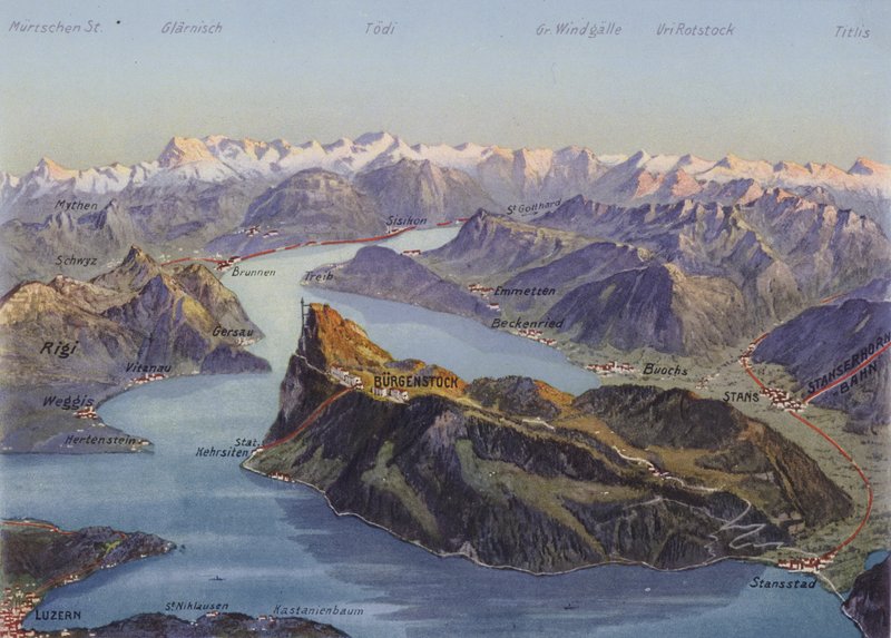 Burgenstock y el lago de Lucerna (foto en color) de Photographer Swiss