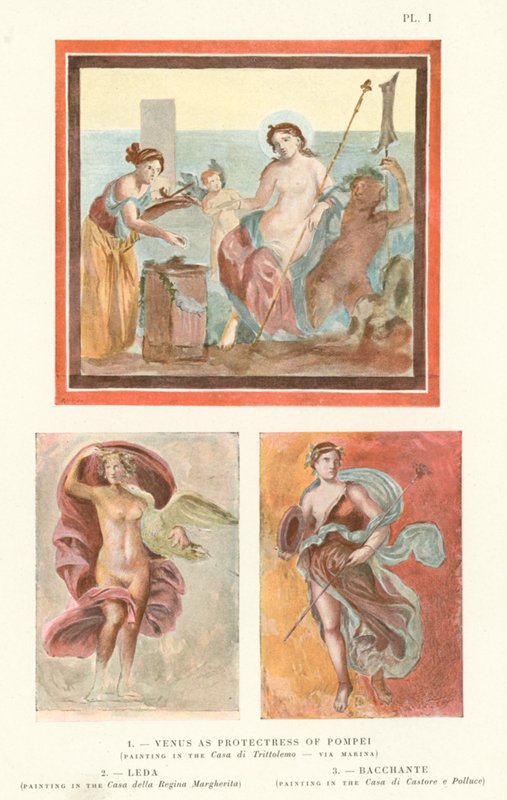 Venus como Protectora de Pompeya, Leda, Bacante (litografía en color) de Pierre Gusman