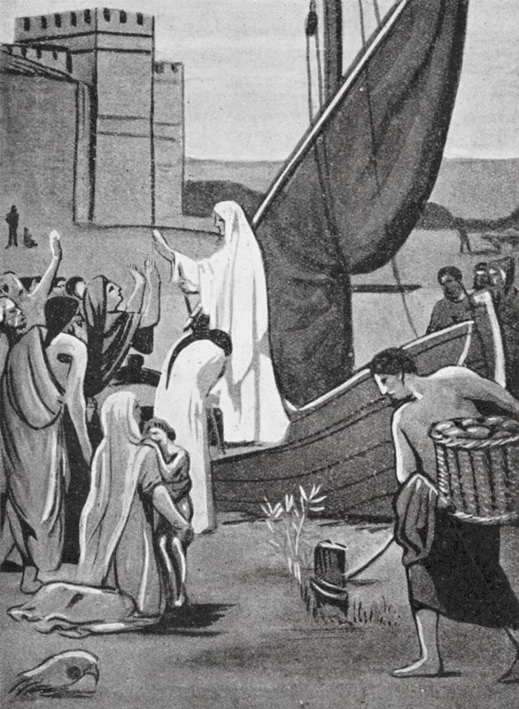 Santa Genoveva lleva suministros a París (litografía) de Pierre Puvis de Chavannes