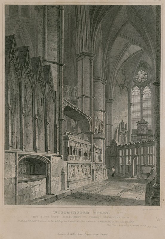 Vista del pasillo sur mostrando el Monumento de Sebert, Abadía de Westminster de Pieter Jansz. Quast