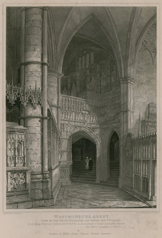 Vista de la pantalla sur de la Capilla de Enrique V, Abadía de Westminster de Pieter Jansz. Quast