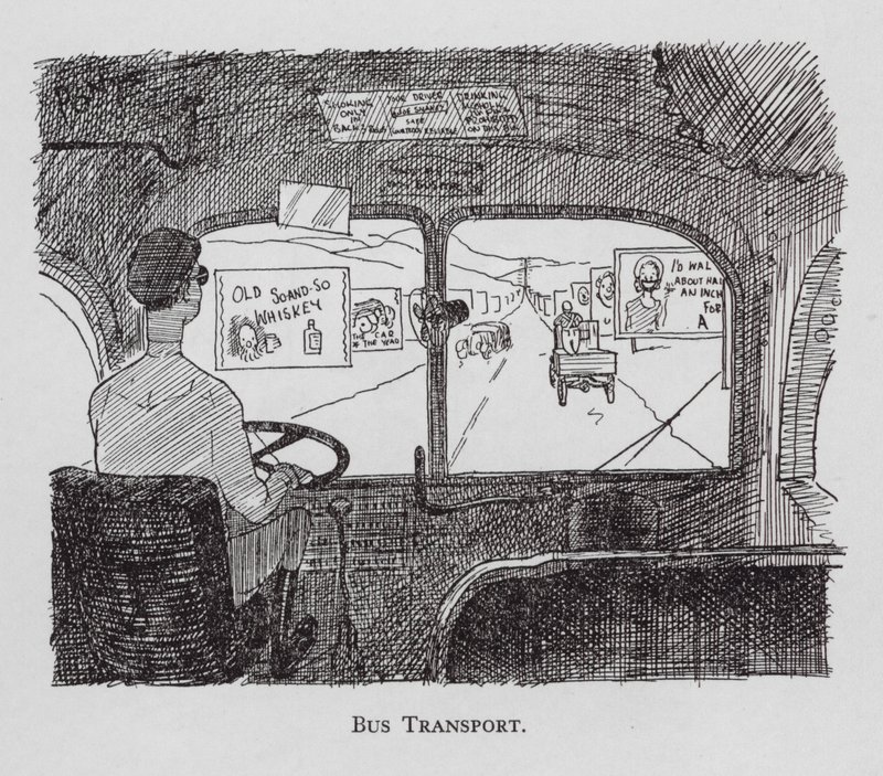 Transporte en autobús (litografía) de Pont (1908 40)