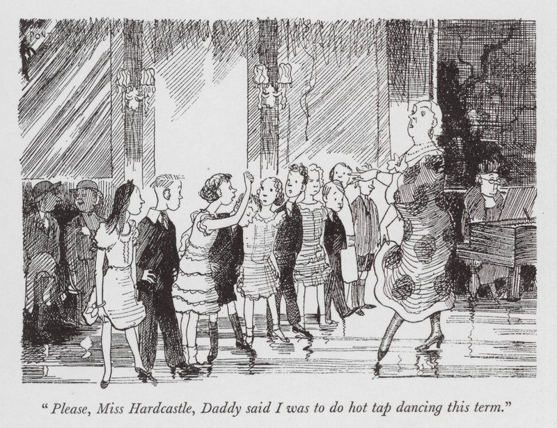 "Por favor, Srta. Hardcastle, papá me dijo que tenía que bailar claqué este trimestre" (litho) de Pont (1908 40)