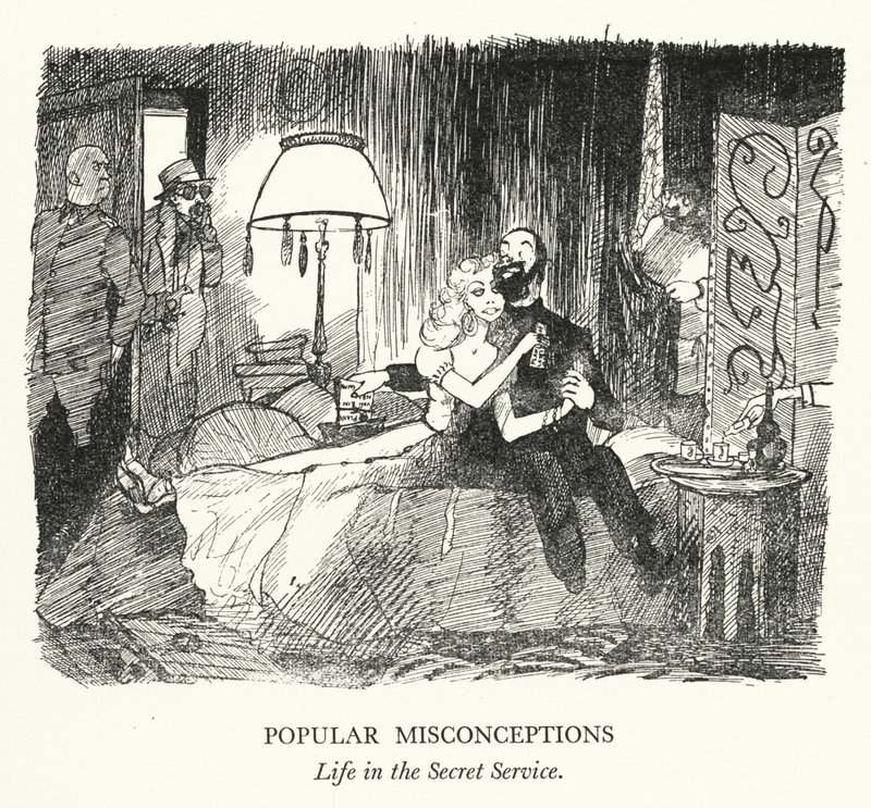 Conceptos erróneos populares, La vida en el Servicio Secreto (litografía) de Pont (1908 40)