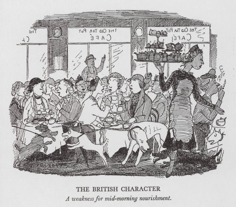 El carácter británico, debilidad por la comida de media mañana (litografía) de Pont (1908 40)
