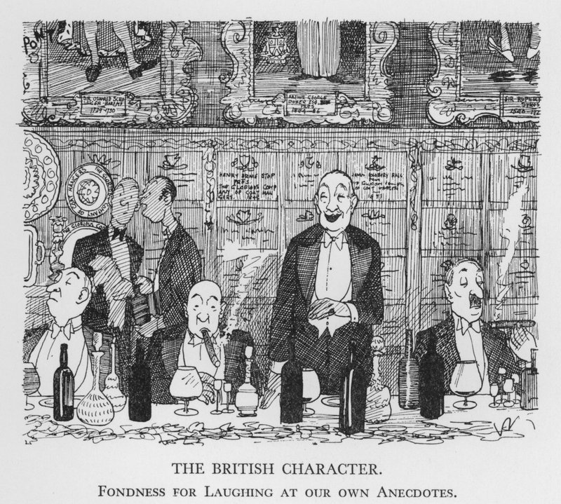 El carácter británico, afición por reírse de nuestras propias anécdotas (litografía) de Pont