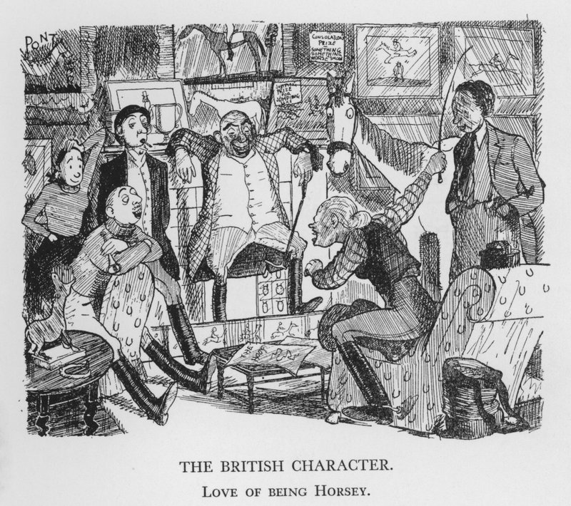 El carácter británico, amor por ser ecuestre (litografía) de Pont