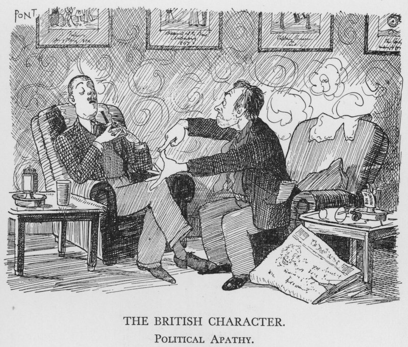 El carácter británico, apatía política de Pont