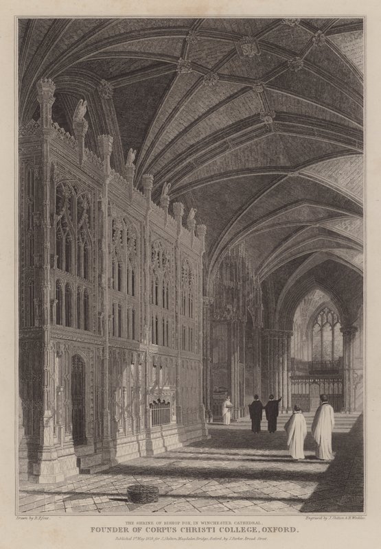 El santuario del Obispo Foxe, fundador del Corpus Christi College, Oxford, en la Catedral de Winchester de R. (after) Essex