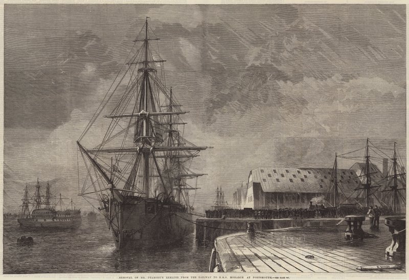 Traslado de los Restos del Sr. Peabody del Ferrocarril al HMS Monarch en Portsmouth de R. Dudley