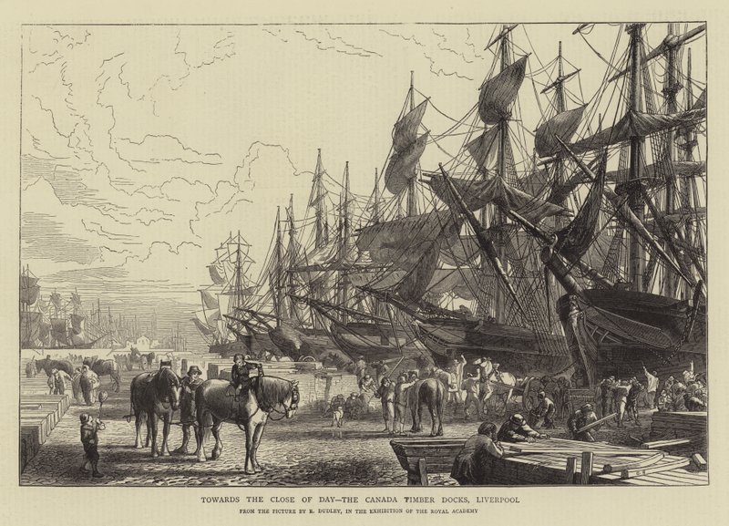 Hacia el Final del Día, los Muelles de Madera de Canadá, Liverpool de R. Dudley