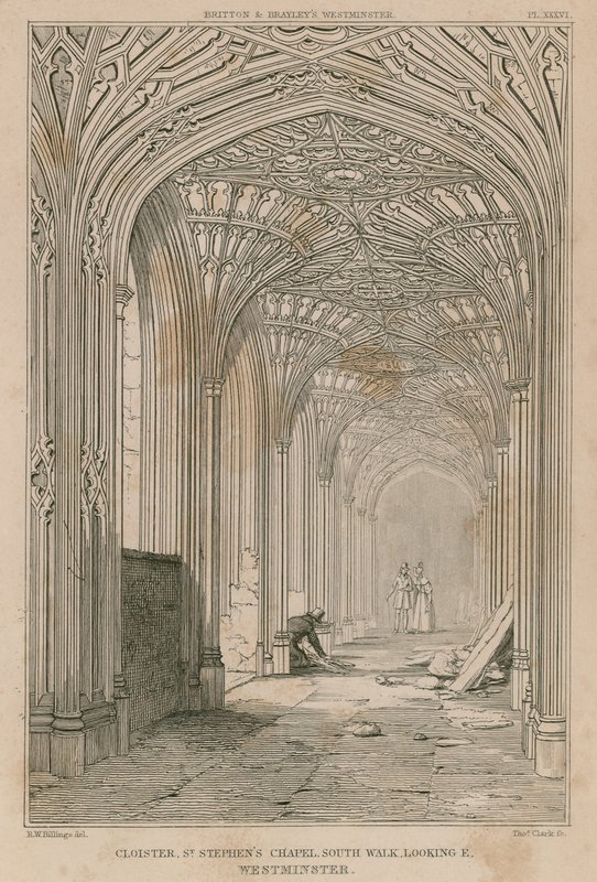 Claustro, Capilla de San Esteban, Westminster, mirando al este de R. W. Billings