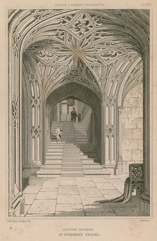 Ángulo noroeste del claustro, Capilla de San Esteban de R. W. Billings