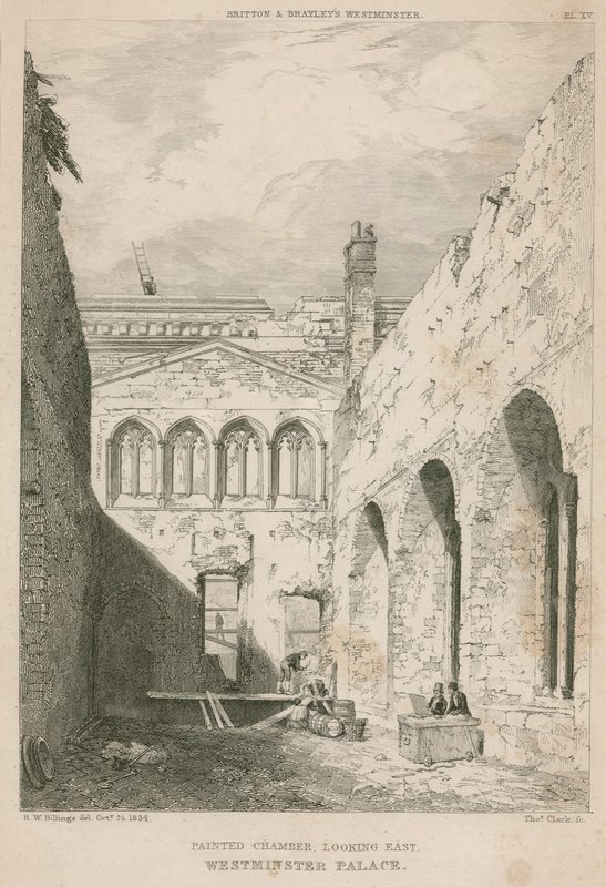 Cámara Pintada, Palacio de Westminster, Londres, mirando al este de R. W. Billings