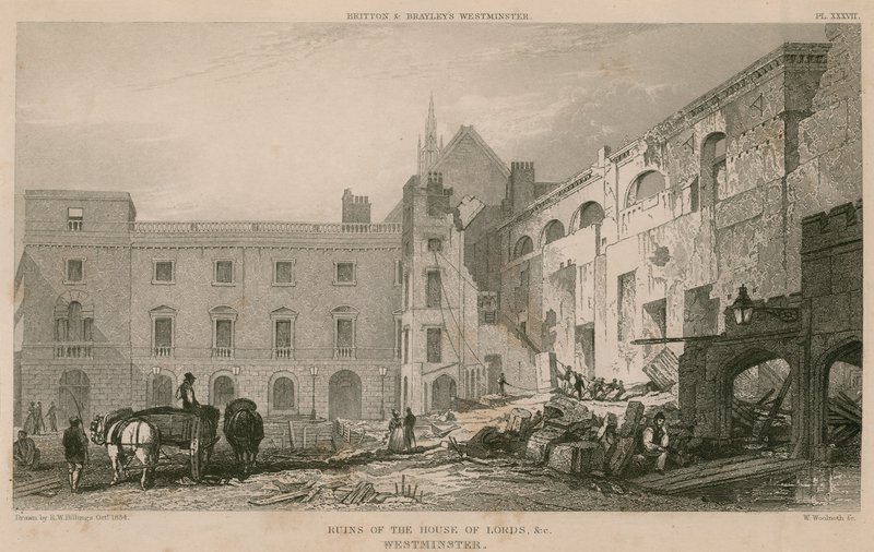 Ruinas de la Casa de los Lores, Westminster de R. W. Billings