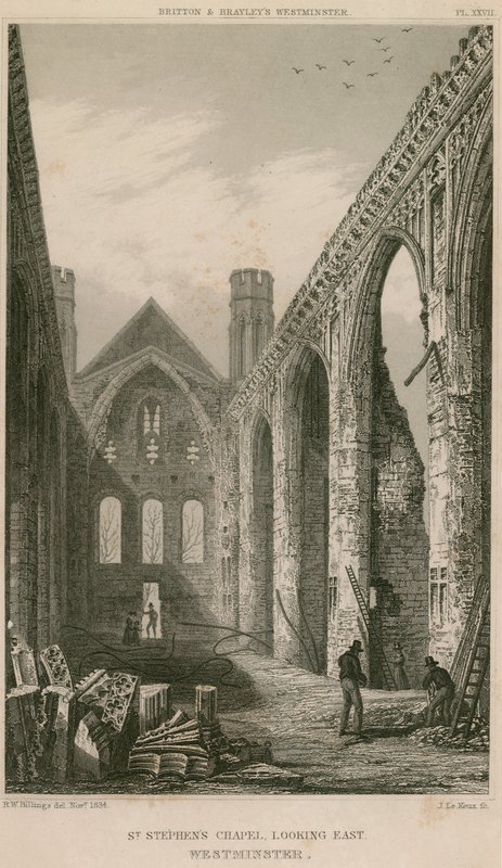Capilla de San Esteban, Westminster, Londres, mirando al este de R. W. Billings