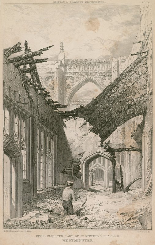 Claustro superior, parte de la Capilla de San Esteban, Westminster, Londres de R. W. Billings