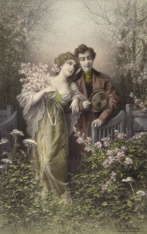 Pareja con flores de Raimund Ritter Von Brennerstein Wichera