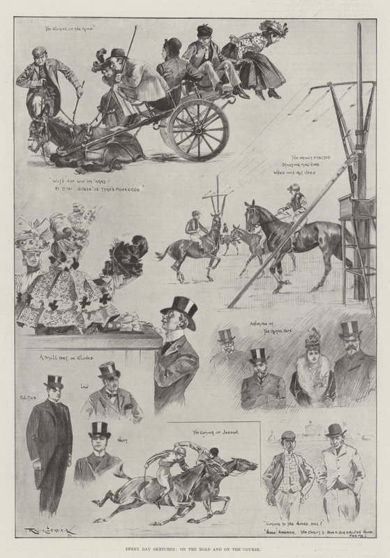 Bocetos del Día de Derby, en el Camino y en el Curso de Ralph Cleaver
