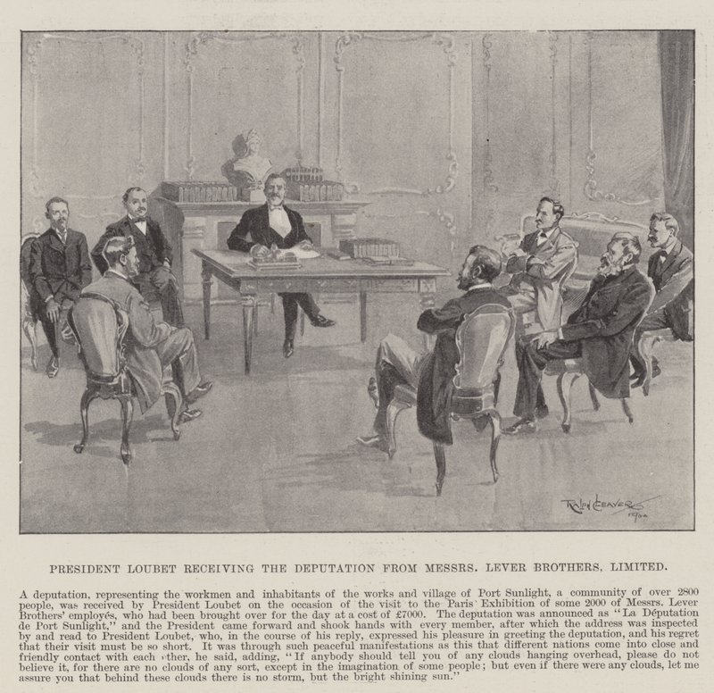 El presidente Loubet recibiendo la delegación de Messers Lever Brothers, Limited de Ralph Cleaver