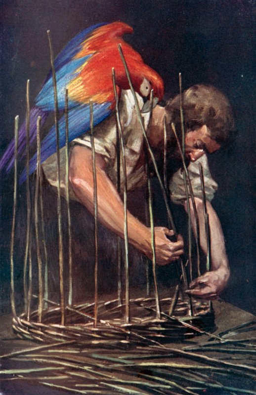 Ilustración para Robinson Crusoe de Daniel Defoe (litografía en color) de Ralph Noel Pocock