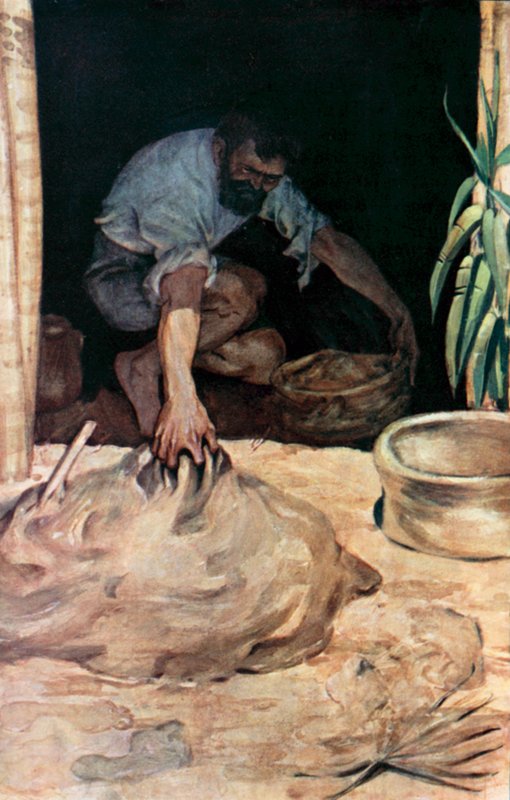 Ilustración para Robinson Crusoe de Daniel Defoe (litografía en color) de Ralph Noel Pocock